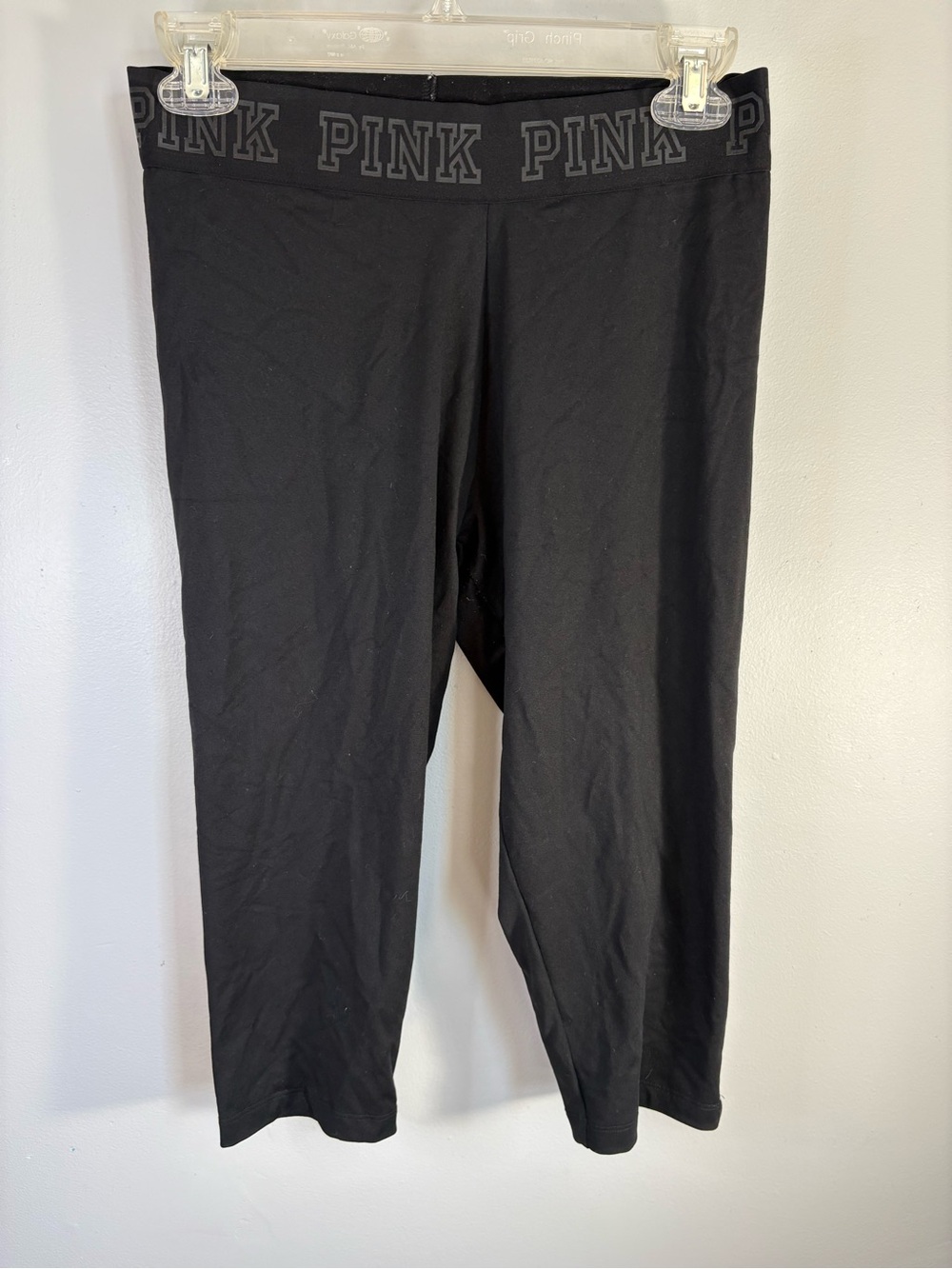 PINK Victoria's Secret Black Logo Waistband Capri Leggings